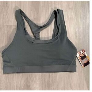 Avia Womens Medium Gray Racerback Sports Bra Ribbed Texture Workout Activewear